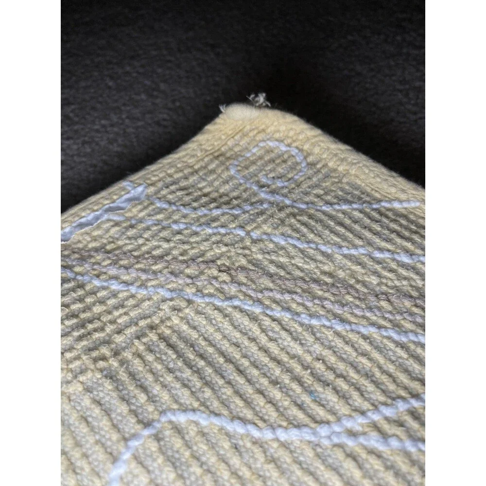 Bohemian Damask Scroll Tufted Cotton Bath Rug Yellow Cream 20x33